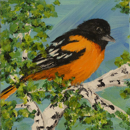 Baltimore Oriole Bird Oil Painting